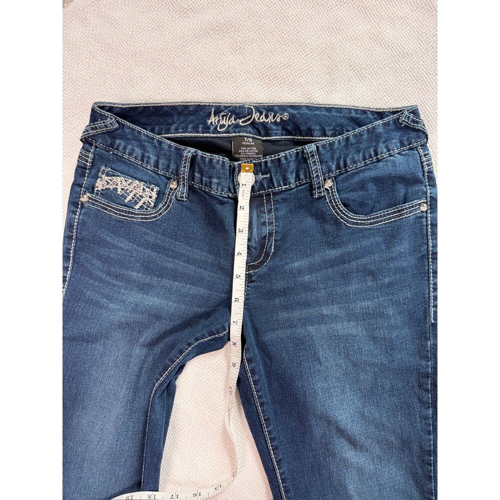 ARIYA JEANS Dark Wash Embroidered Skinny Jeans – Size 7/8 Regular - Picture 3 of 12